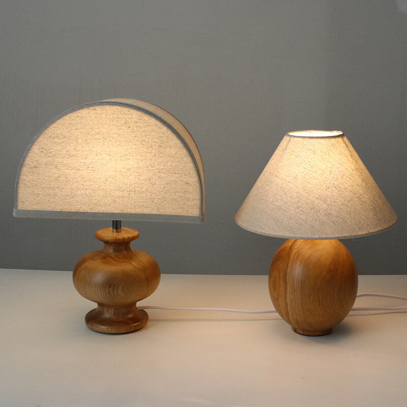Wabi-Sabi Solid Wood Table Lamp for Bedroom