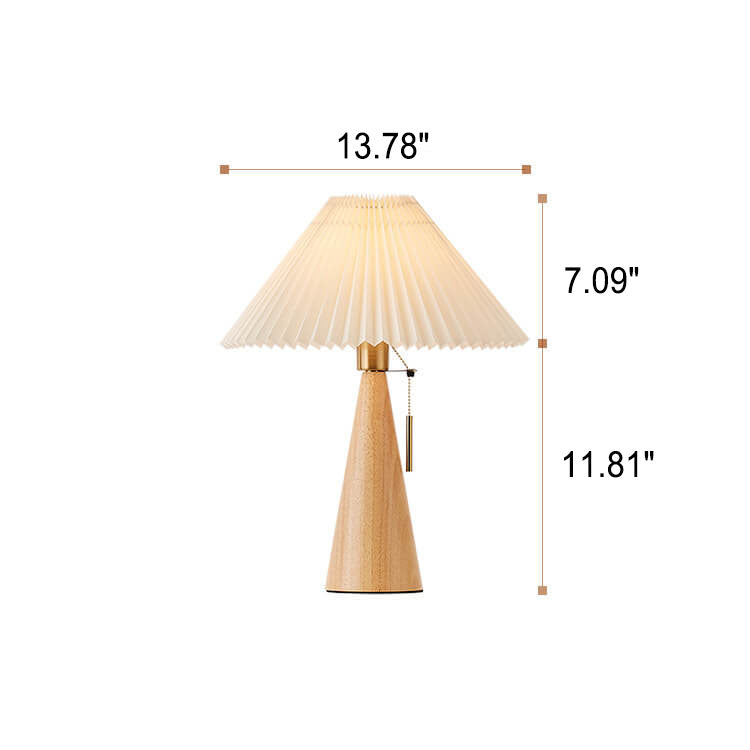 Japanese Pleated Wood Table Lamp for Bedroom