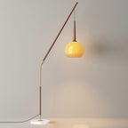 Vintage Wood Glass Floor Lamp for Bedroom