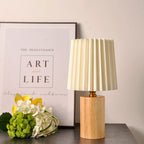 Vintage Pleated Wood Table Lamp