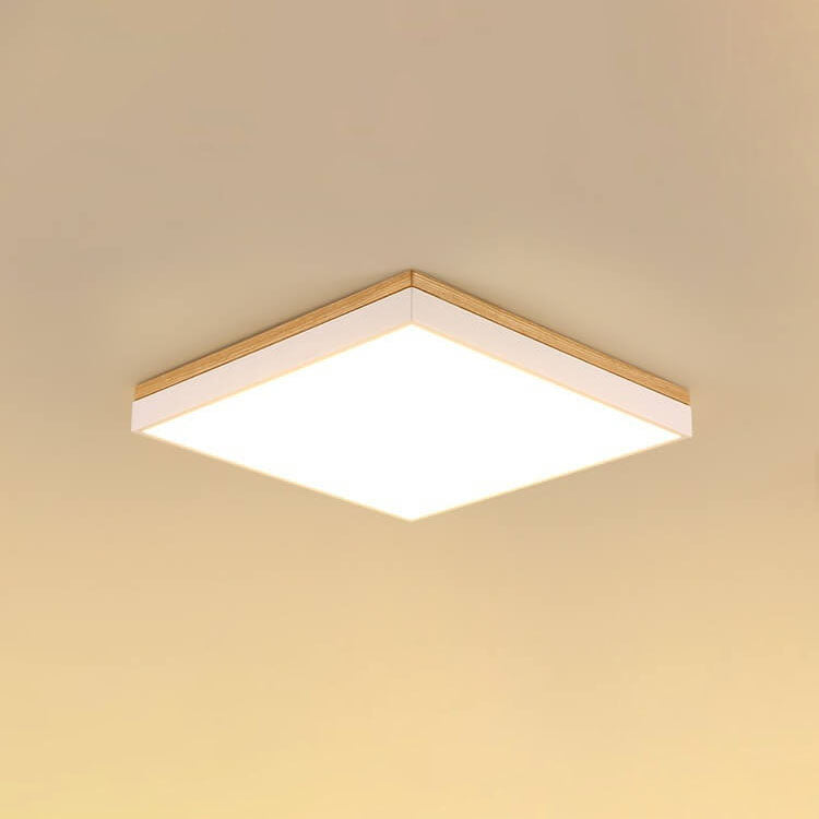Wood Rectangle LED Flush Mount Ceiling Light for Living Room