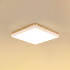 Wood Rectangle LED Flush Mount Ceiling Light for Living Room