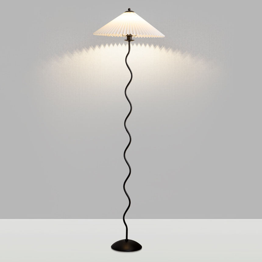 Vintage Pleated Fabric Standing Floor Lamp for Living Room