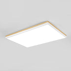 Wood Rectangle LED Flush Mount Ceiling Light for Living Room