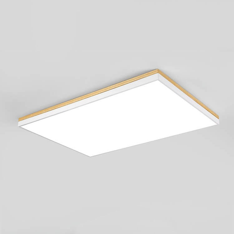 Wood Rectangle LED Flush Mount Ceiling Light for Living Room