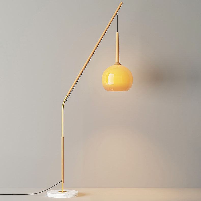Vintage Wood Glass Floor Lamp for Bedroom