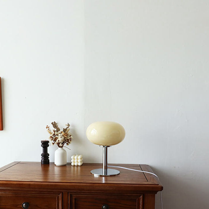 Cream Glass Table Lamp for Bedroom