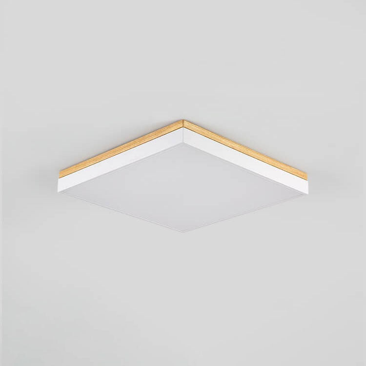 Wood Rectangle LED Flush Mount Ceiling Light for Living Room
