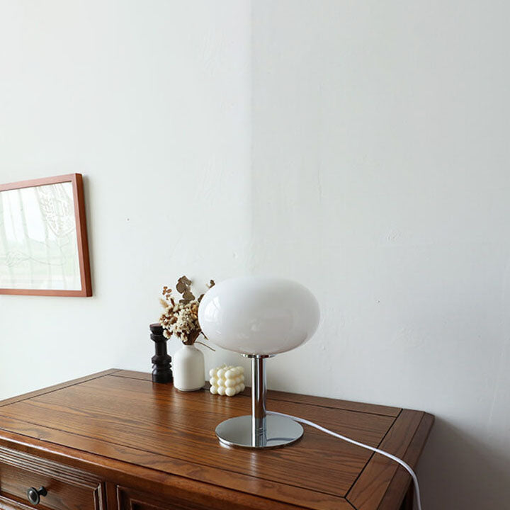Cream Glass Table Lamp for Bedroom