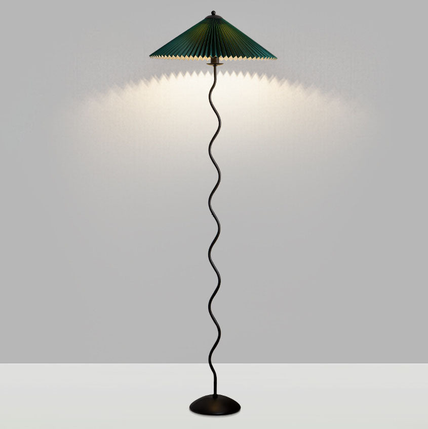 Vintage Pleated Fabric Standing Floor Lamp for Living Room