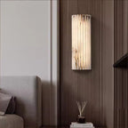 Alvia Alabaster Wall Light — Ribbed Stone Wall Sconce for Bedroom & Hallway