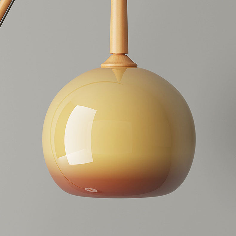 Vintage Wood Glass Floor Lamp for Bedroom
