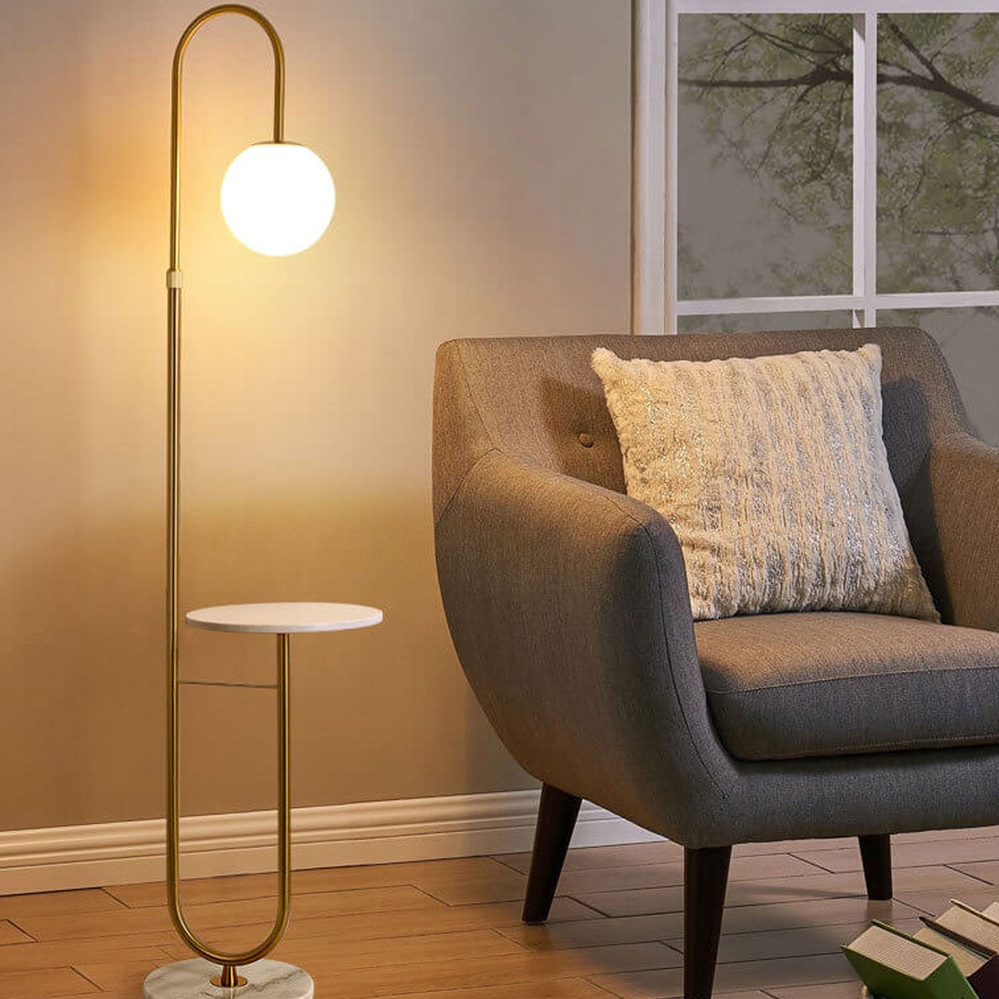 Marble Side Table Floor Lamp