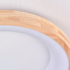 Wood Flush Mount Ceiling Light Round Acrylic Fixture for Bedroom
