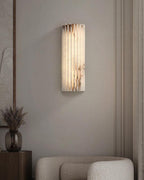 Alvia Alabaster Wall Light — Ribbed Stone Wall Sconce for Bedroom & Hallway