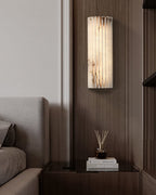 Alvia Alabaster Wall Light — Ribbed Stone Wall Sconce for Bedroom & Hallway