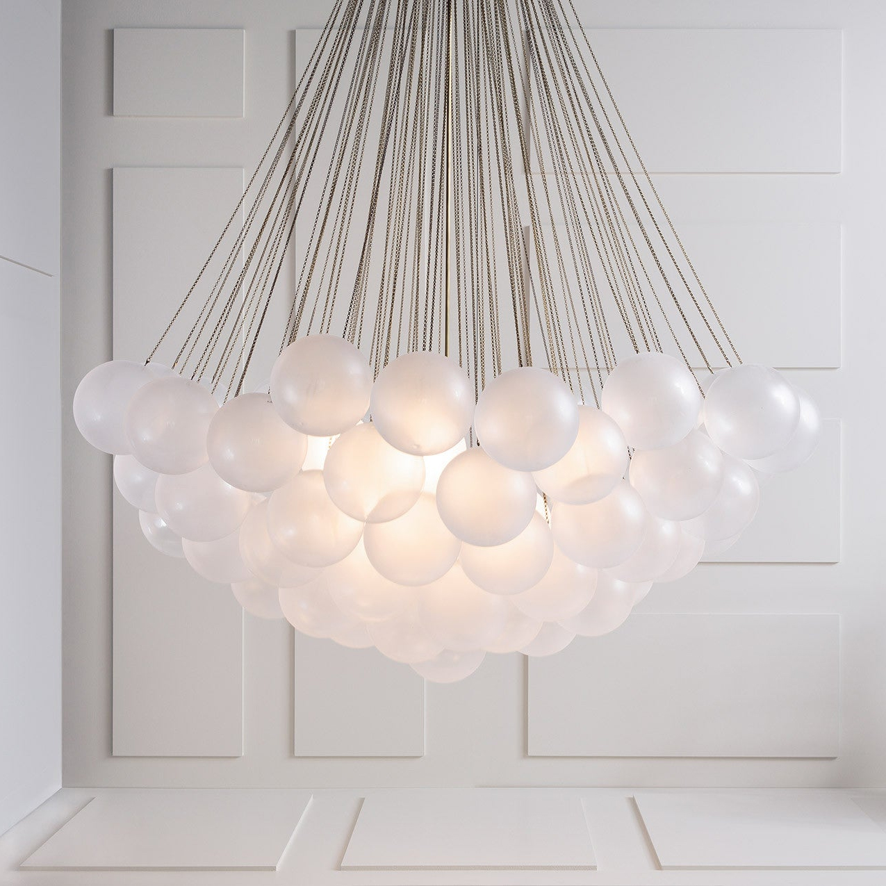 Bubble Chandelier — Cascading Glass Bubble Ceiling Light for Stairwell