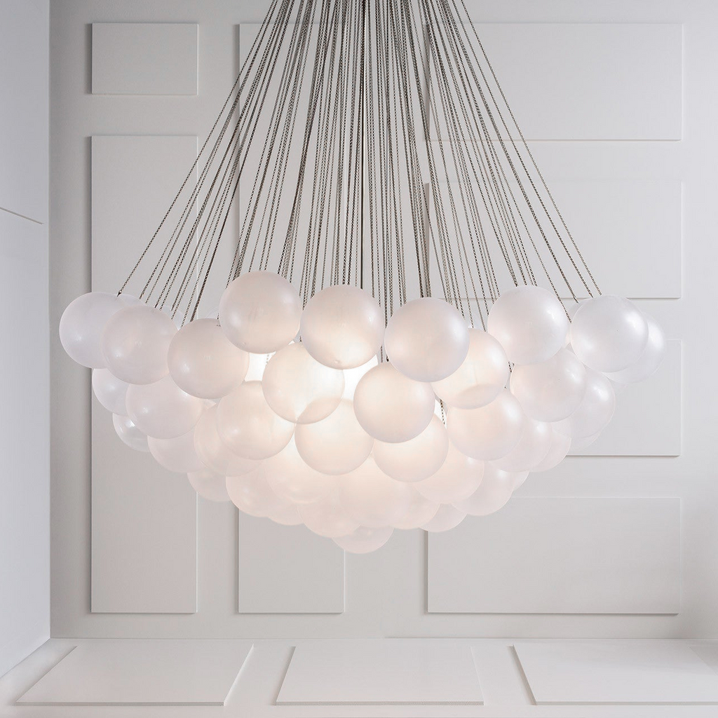 Bubble Chandelier — Cascading Glass Bubble Ceiling Light for Stairwell