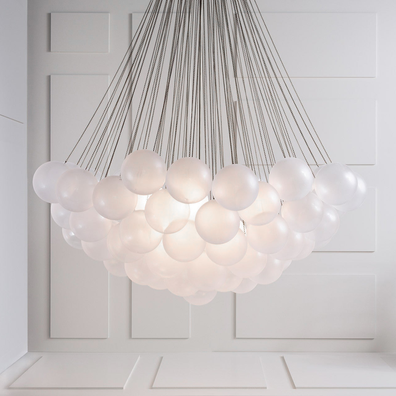 Bubble Chandelier — Cascading Glass Bubble Ceiling Light for Stairwell