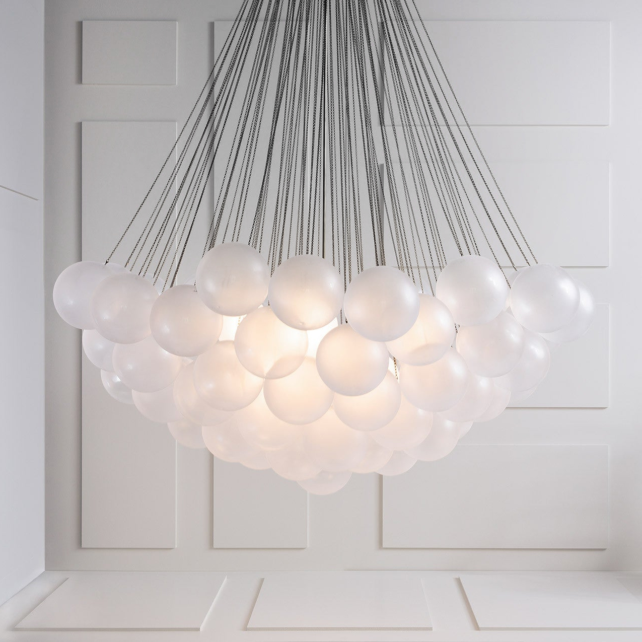 Bubble Chandelier — Cascading Glass Bubble Ceiling Light for Stairwell