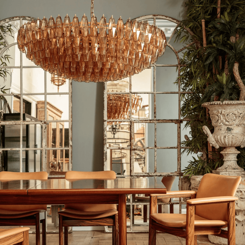 Amber Sorrento Chandelier — Grand Amber Glass Statement Light for High Ceilings