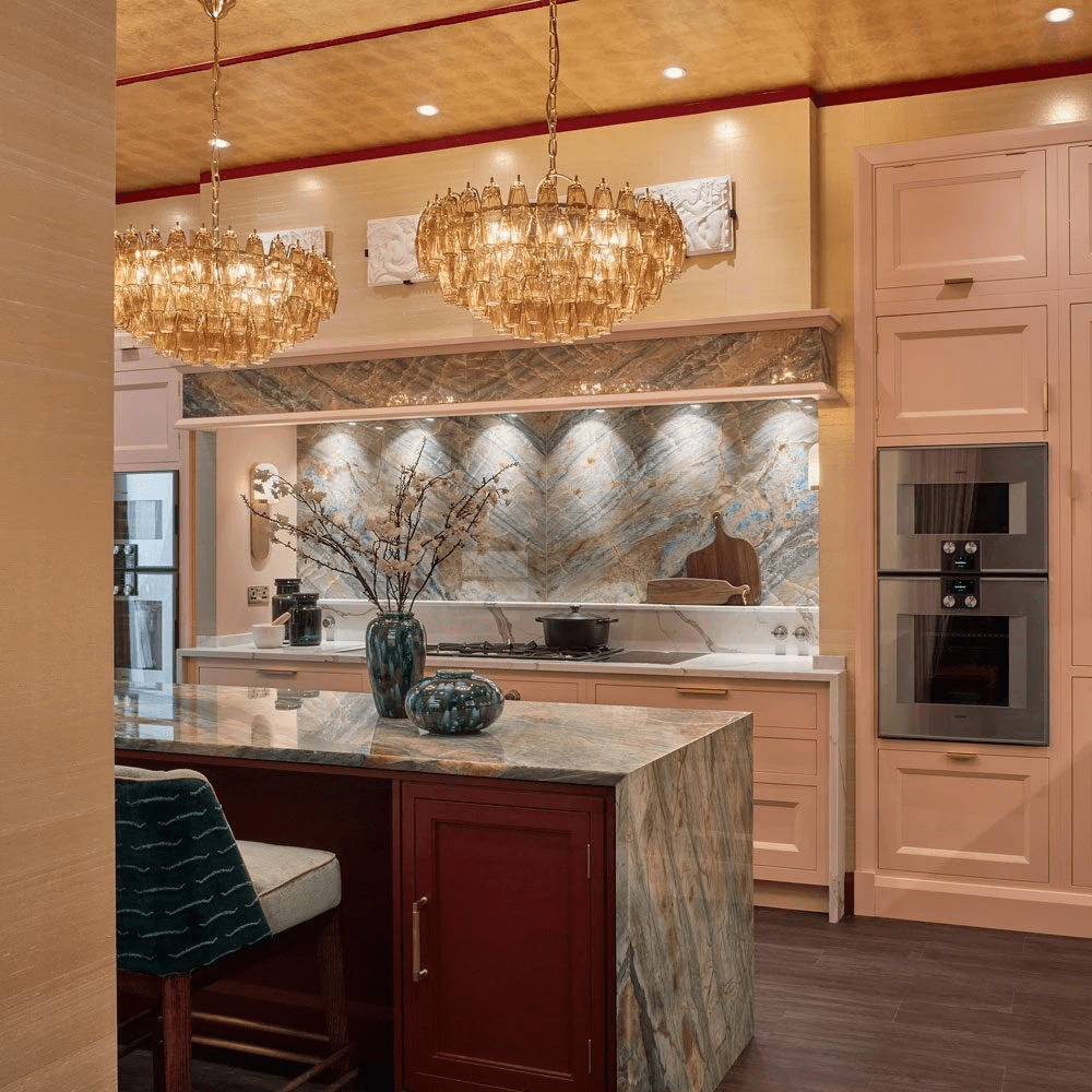 Amber Sorrento Chandelier — Grand Amber Glass Statement Light for High Ceilings