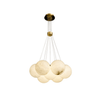 Alabaster Balls Chandelier — Curved Stone Globe Ceiling Light for Living Room