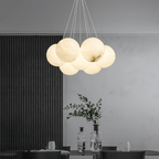Alabaster Balls Chandelier — Curved Stone Globe Ceiling Light for Living Room