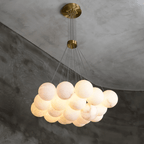 Alabaster Balls Chandelier — Curved Stone Globe Ceiling Light for Living Room