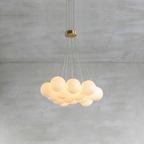 Alabaster Balls Chandelier — Curved Stone Globe Ceiling Light for Living Room