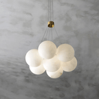 Alabaster Balls Chandelier — Curved Stone Globe Ceiling Light for Living Room