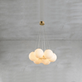 Alabaster Balls Chandelier — Curved Stone Globe Ceiling Light for Living Room