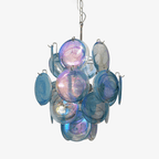 Blue Disc Glass Chandelier — Stacked Glass Disc Ceiling Light for Living Room