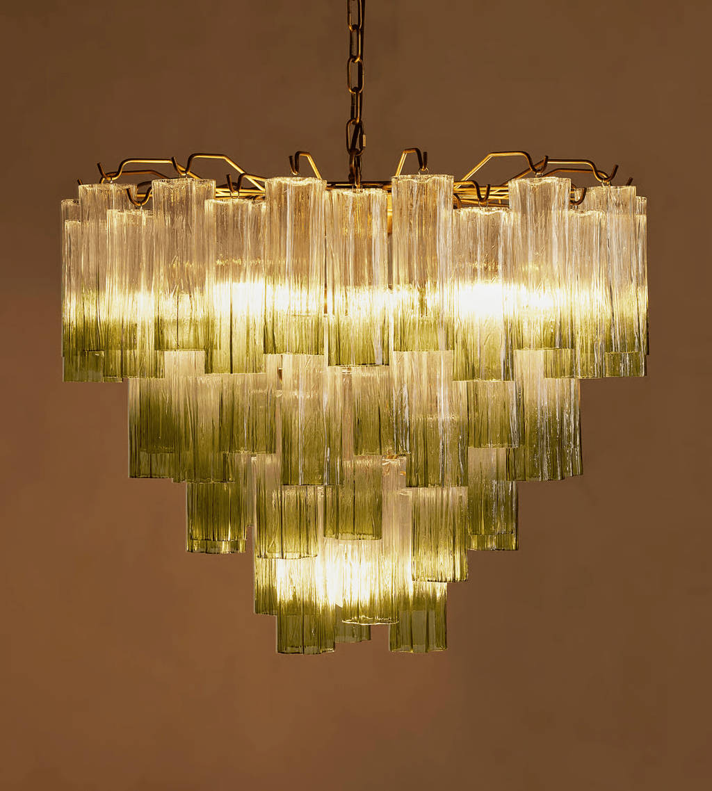Chiara Chandelier — Pink Murano-Style Glass Ceiling Light for Dining Room