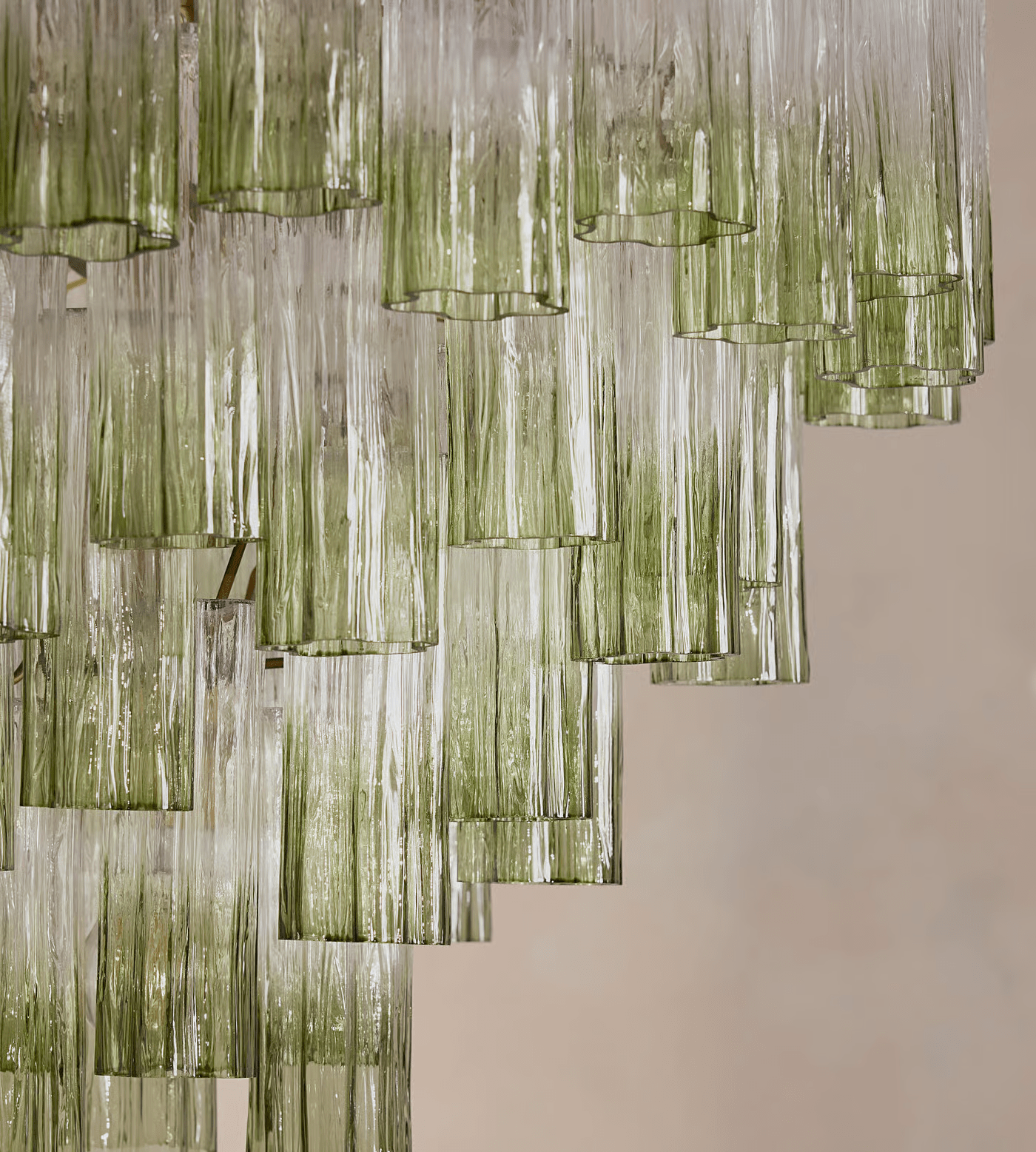 Chiara Chandelier — Pink Murano-Style Glass Ceiling Light for Dining Room