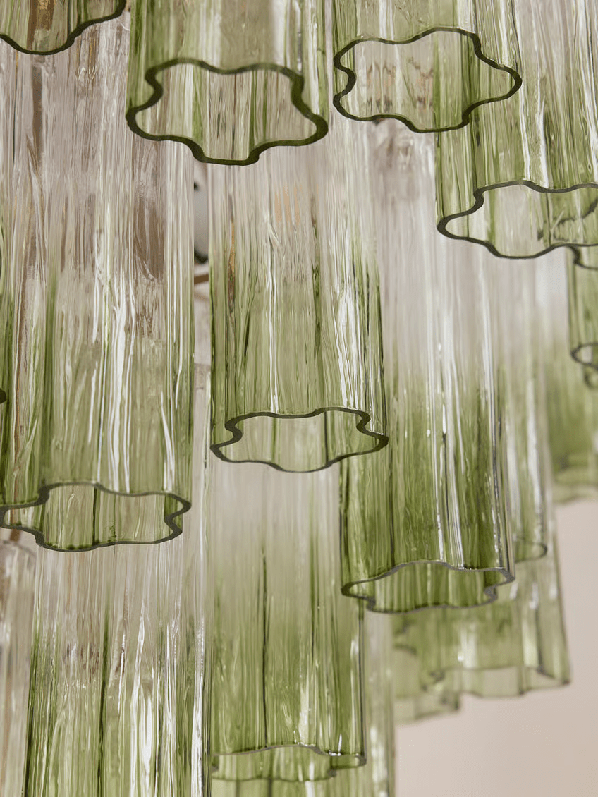 Chiara Chandelier — Pink Murano-Style Glass Ceiling Light for Dining Room