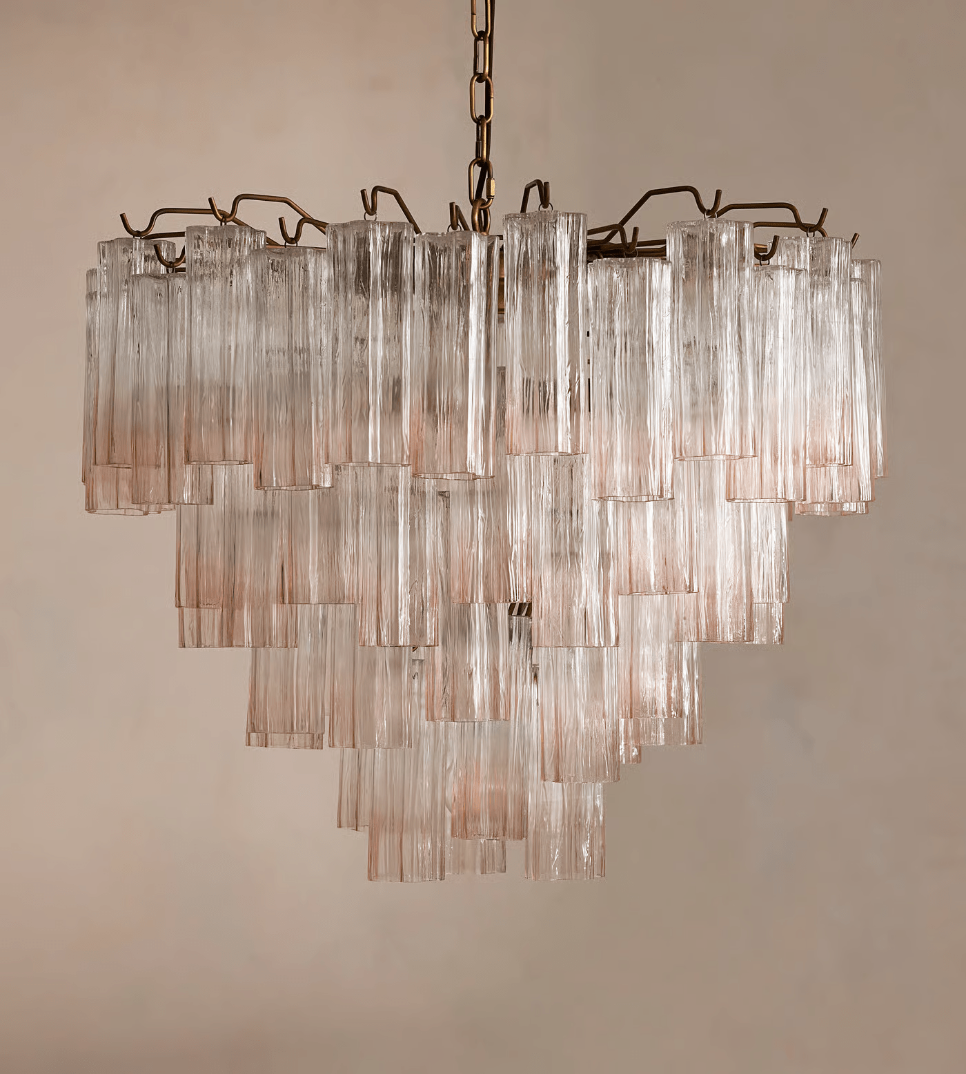Chiara Chandelier — Pink Murano-Style Glass Ceiling Light for Dining Room
