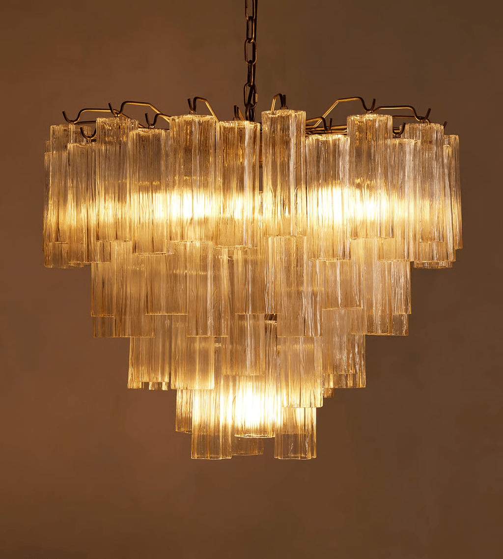 Chiara Chandelier — Pink Murano-Style Glass Ceiling Light for Dining Room