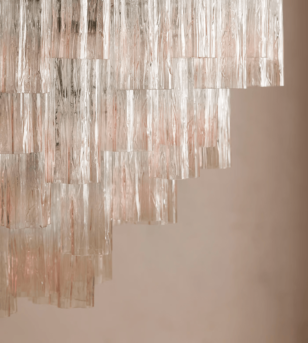Chiara Chandelier — Pink Murano-Style Glass Ceiling Light for Dining Room