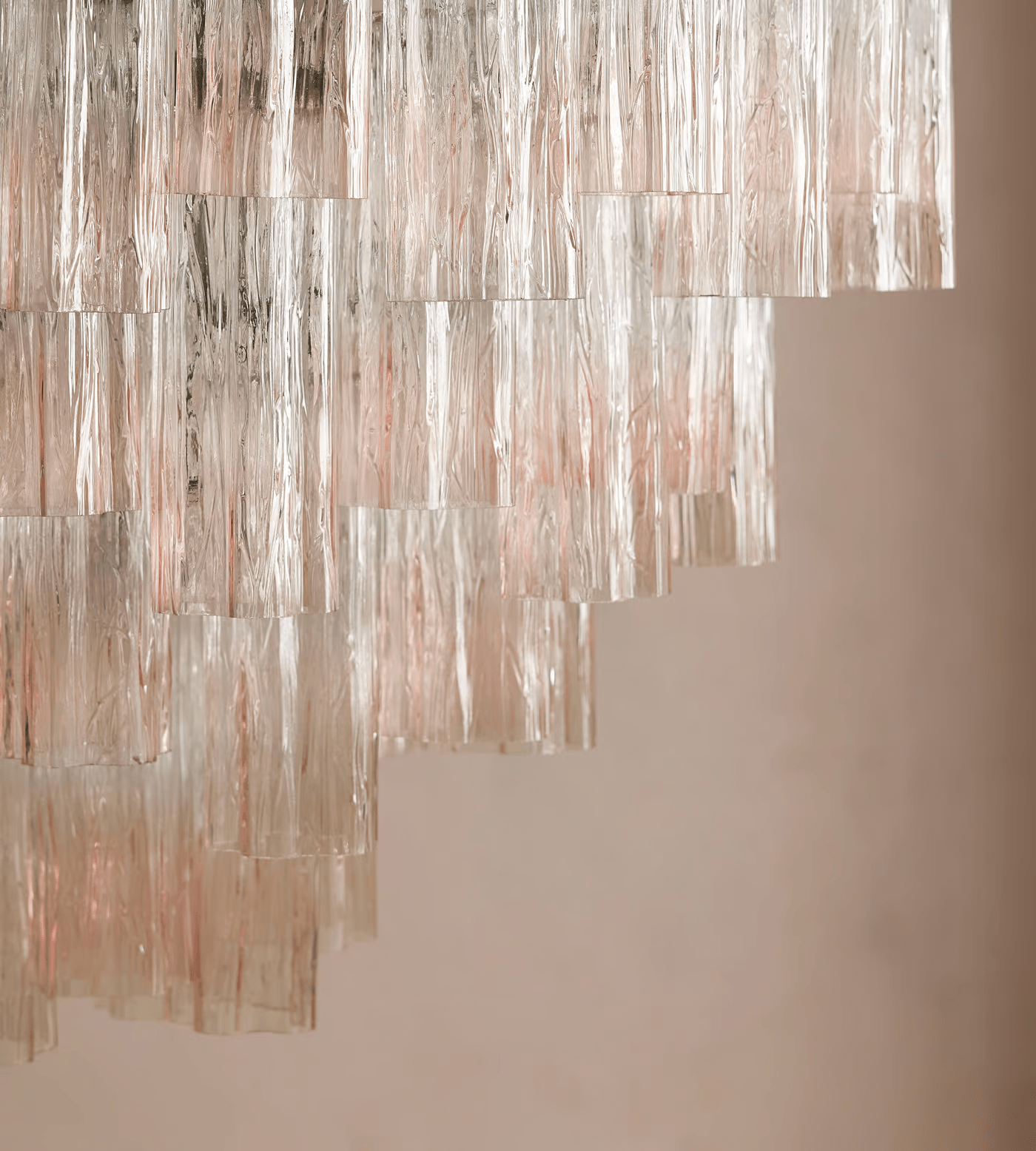 Chiara Chandelier — Pink Murano-Style Glass Ceiling Light for Dining Room