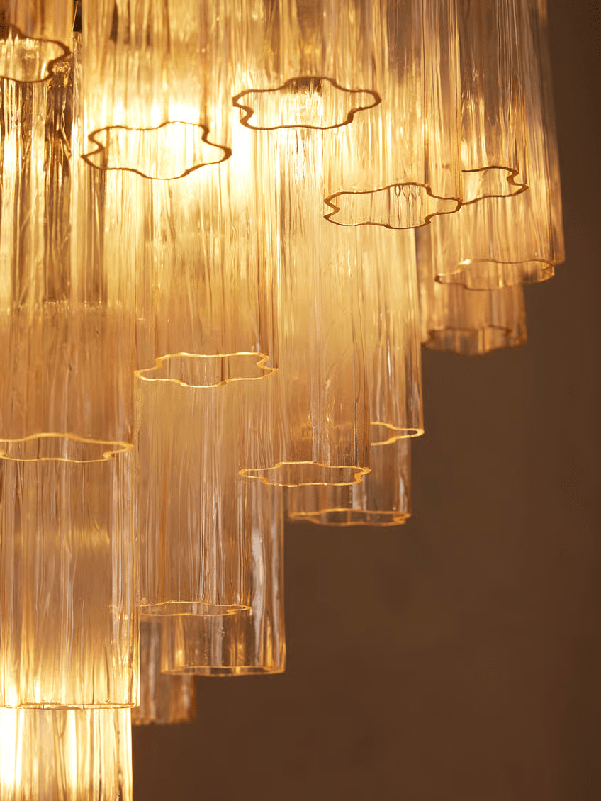 Chiara Chandelier — Pink Murano-Style Glass Ceiling Light for Dining Room