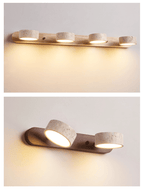 Travertine Duo Wall Light — Natural Stone & Wood Wall Sconce for Bedroom
