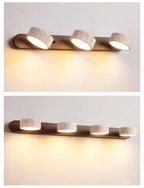Travertine Duo Wall Light — Natural Stone & Wood Wall Sconce for Bedroom