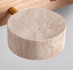Travertine Duo Wall Light — Natural Stone & Wood Wall Sconce for Bedroom