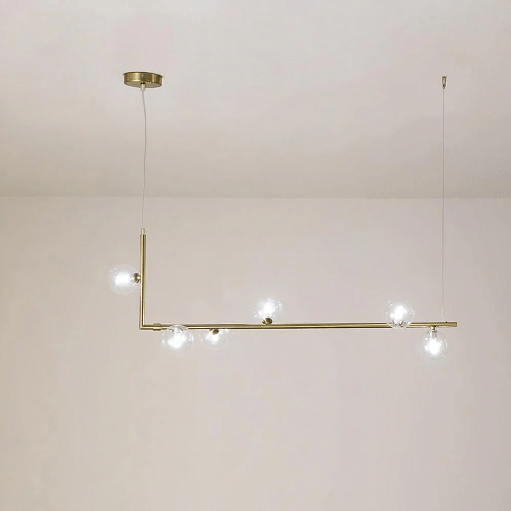 Air 73 Glass Sphere Pendant — Linear Glass Hanging Light for Kitchen Island