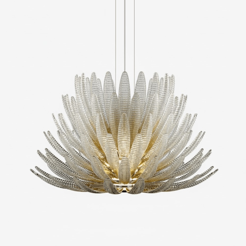 Aurelia Glass Petal Chandelier — Floral Glass Ceiling Light for Dining Room