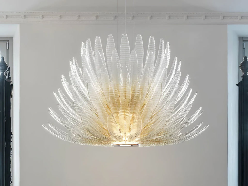Aurelia Glass Petal Chandelier — Floral Glass Ceiling Light for Dining Room