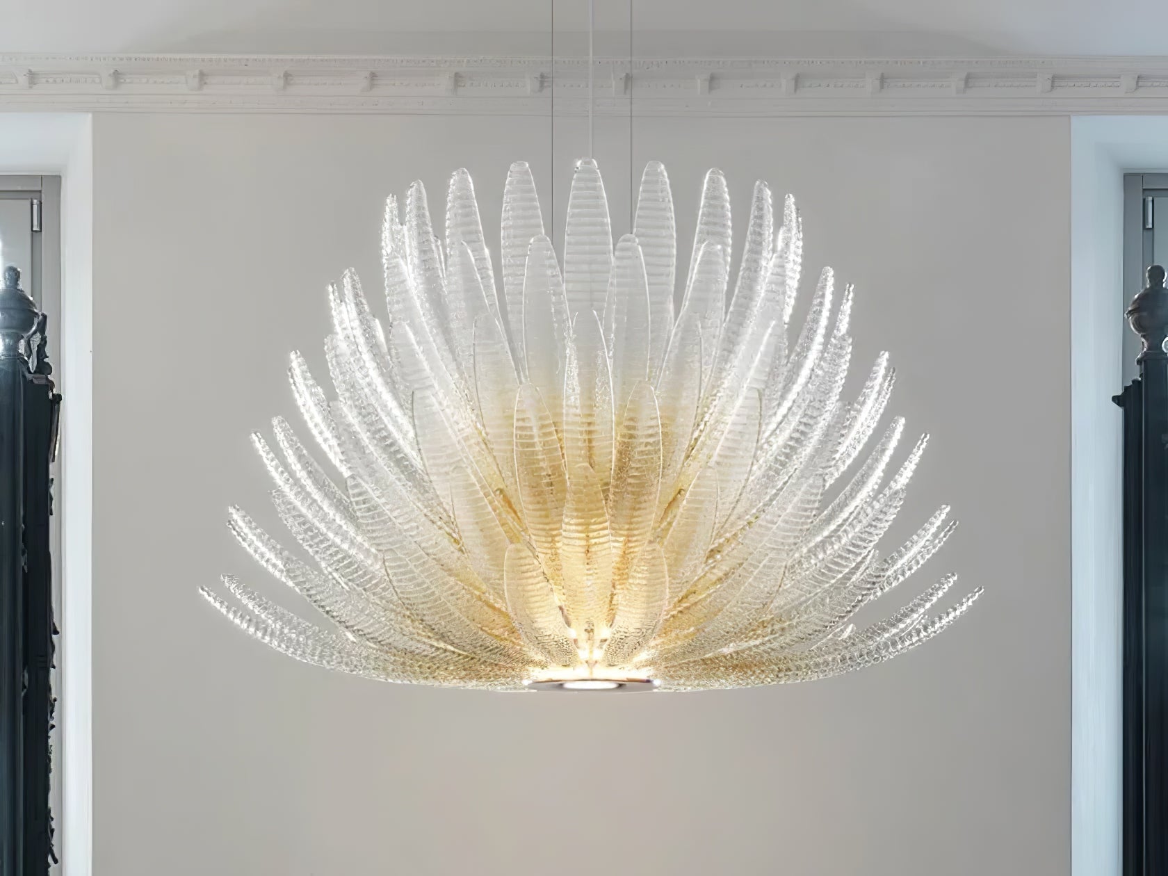 Aurelia Glass Petal Chandelier — Floral Glass Ceiling Light for Dining Room