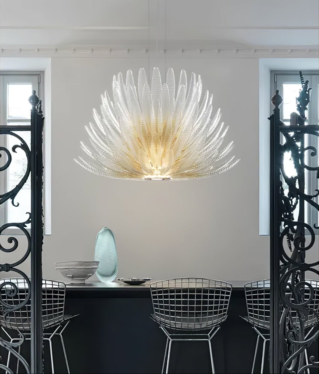 Aurelia Glass Petal Chandelier — Floral Glass Ceiling Light for Dining Room
