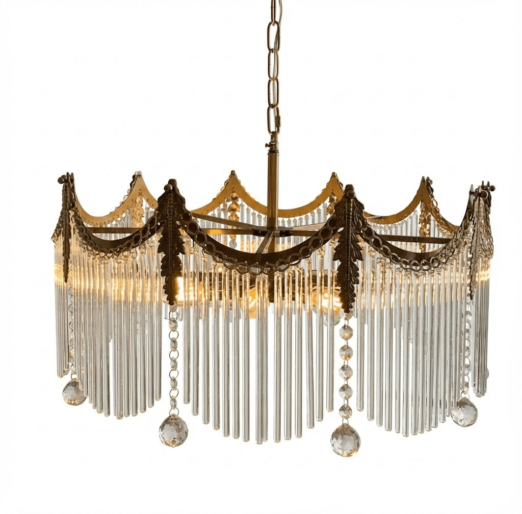 Vacarro Chandelier — Boho Brass & Glass Tiered Ceiling Light for Dining Room